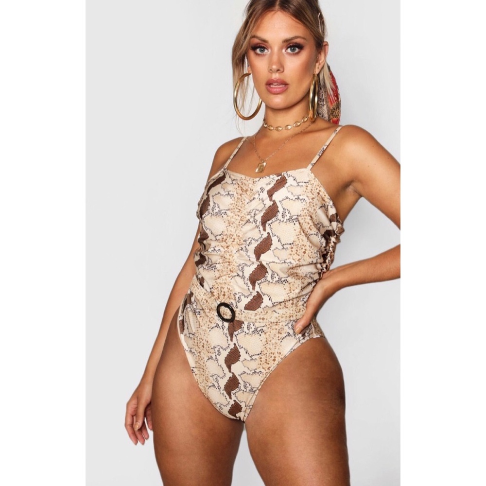 Plus Size Snakeskin Print Swimsuit